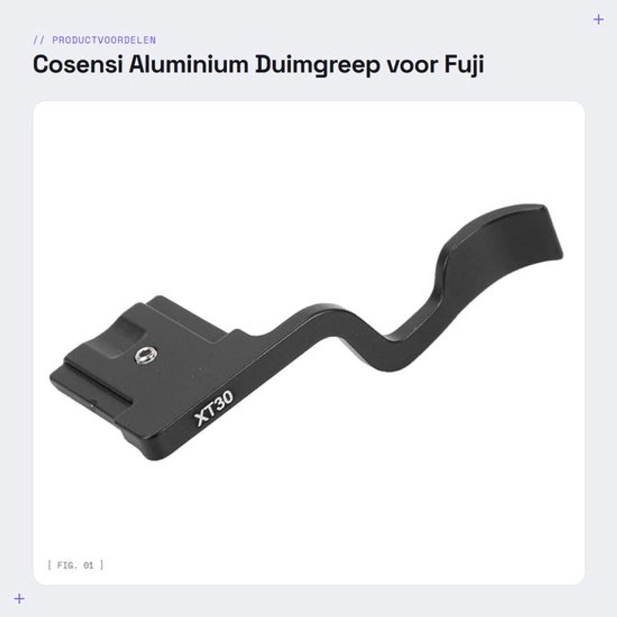 Handgreepaccessoire Zwart - Aluminiumlegering - Geschikt voor Fuji XT30 - Duimgreep - Verbeterde Grip - Eenvoudig te Installeren - Camera Grip