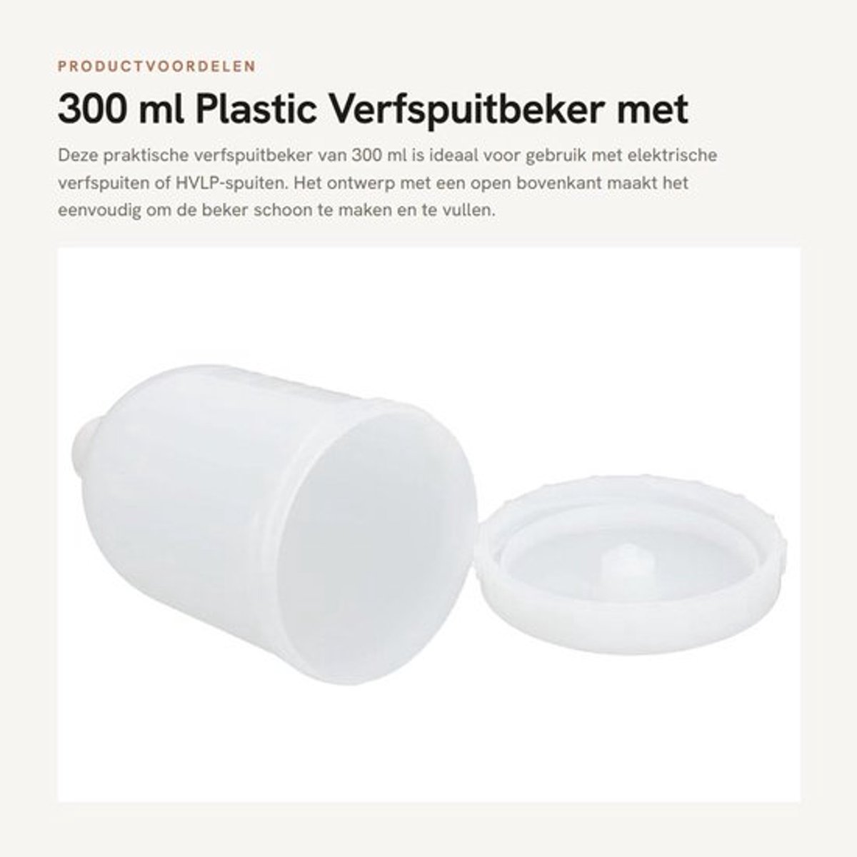 300 ml Plastic Verfspuitbeker met 15 mm Binnendraadconnector