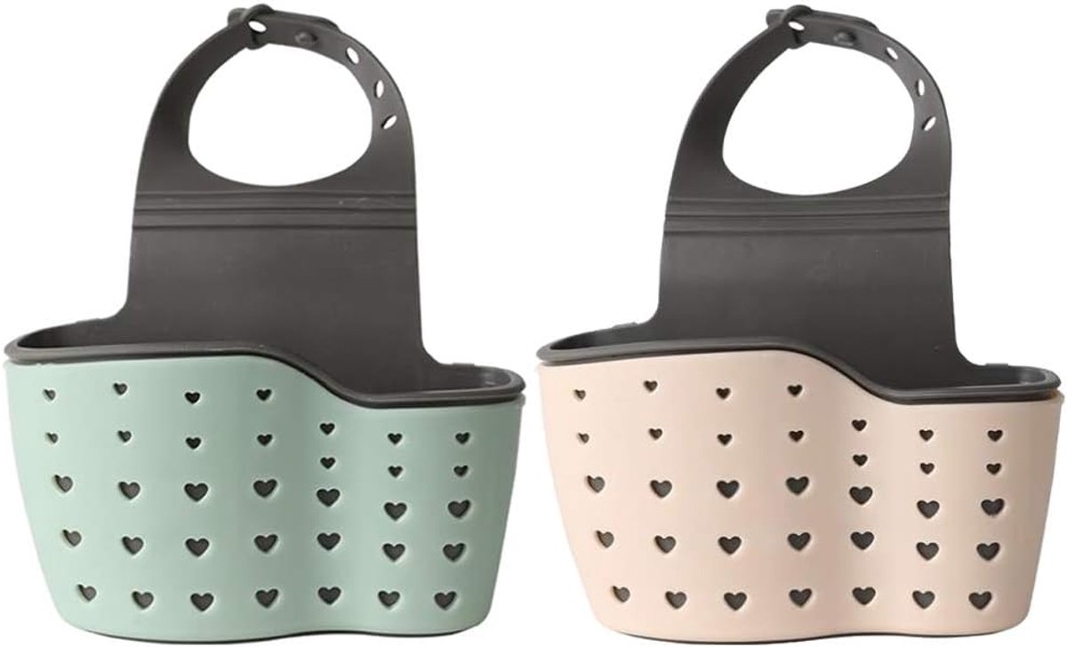 SnelShoppen - 2pcs Hangende Opbergrek voor Afwas - Drainerende Zeep & Spons Houder voor Keuken en Badkamer - Kunststof - Voor Spons, Scrubbers, Borste