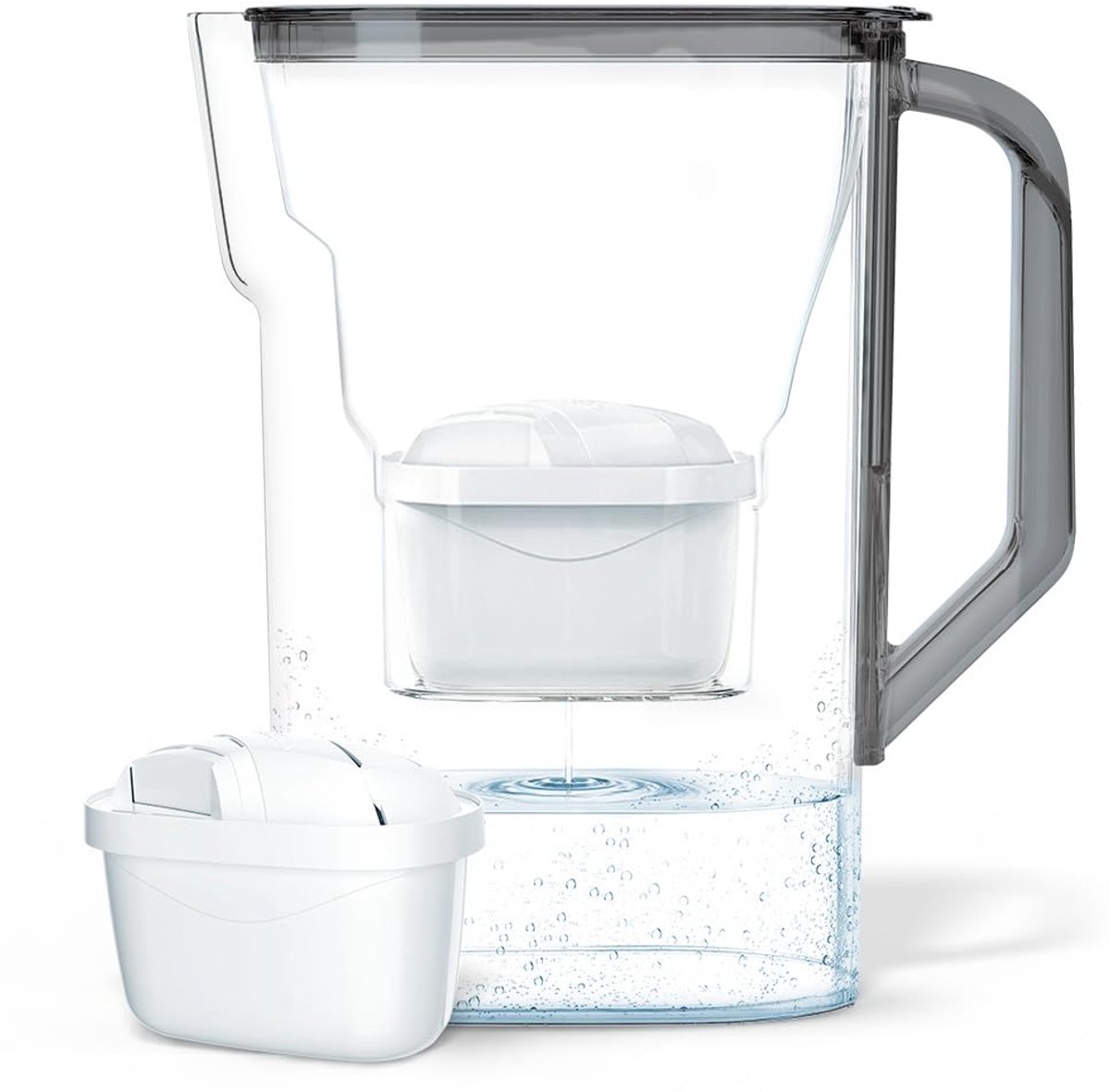 SnelShoppen - Waterfilterkan 2.7L - Compatibel met Maxtra - Incl. 1 Filtercartridge - Vermindert Kalk - Zwart - Ideaal voor Keuken en Thuisgebruik