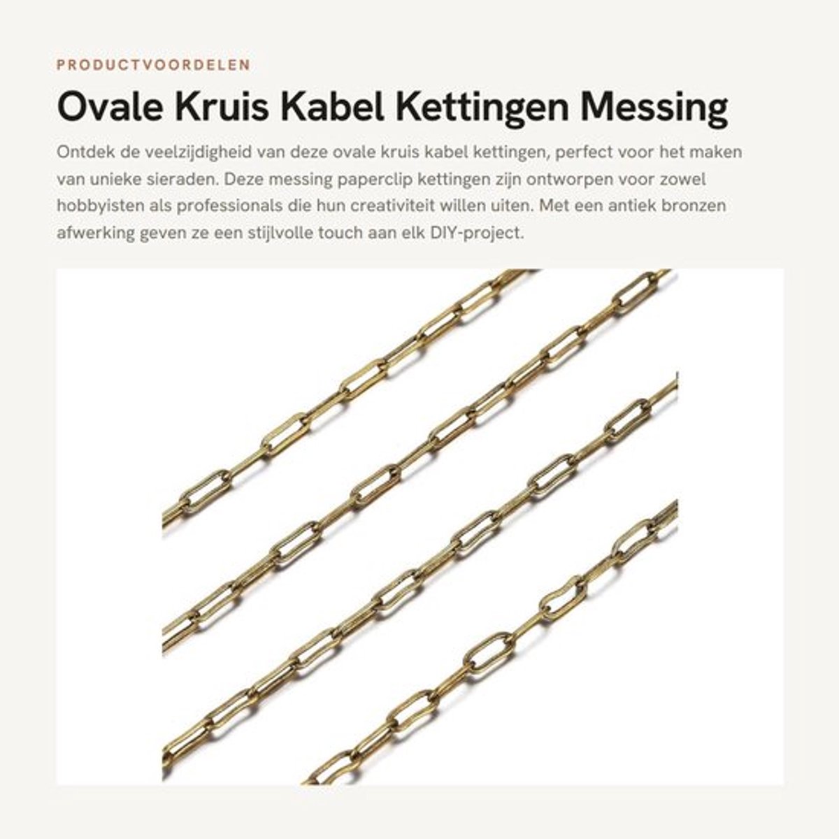 Ketting Antiek Brons - Messing Paperclip Kettingen - Platte Ovale Kabelkettingen - DIY Sieraden Maken - 6x2,6mm - Duurzaam en Loodvrij