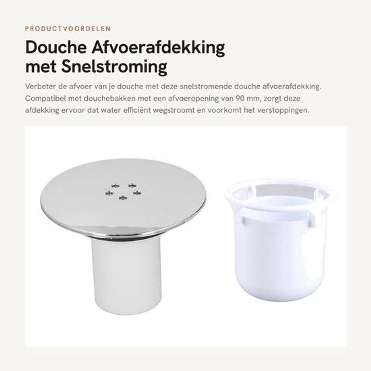 Afvoerafdekking Snel Stroming - Doucheafvoerplug - Douchebak - 90 Mm - Chromen Deksel - Eenvoudig Schoon Te Maken - Afvoerplug