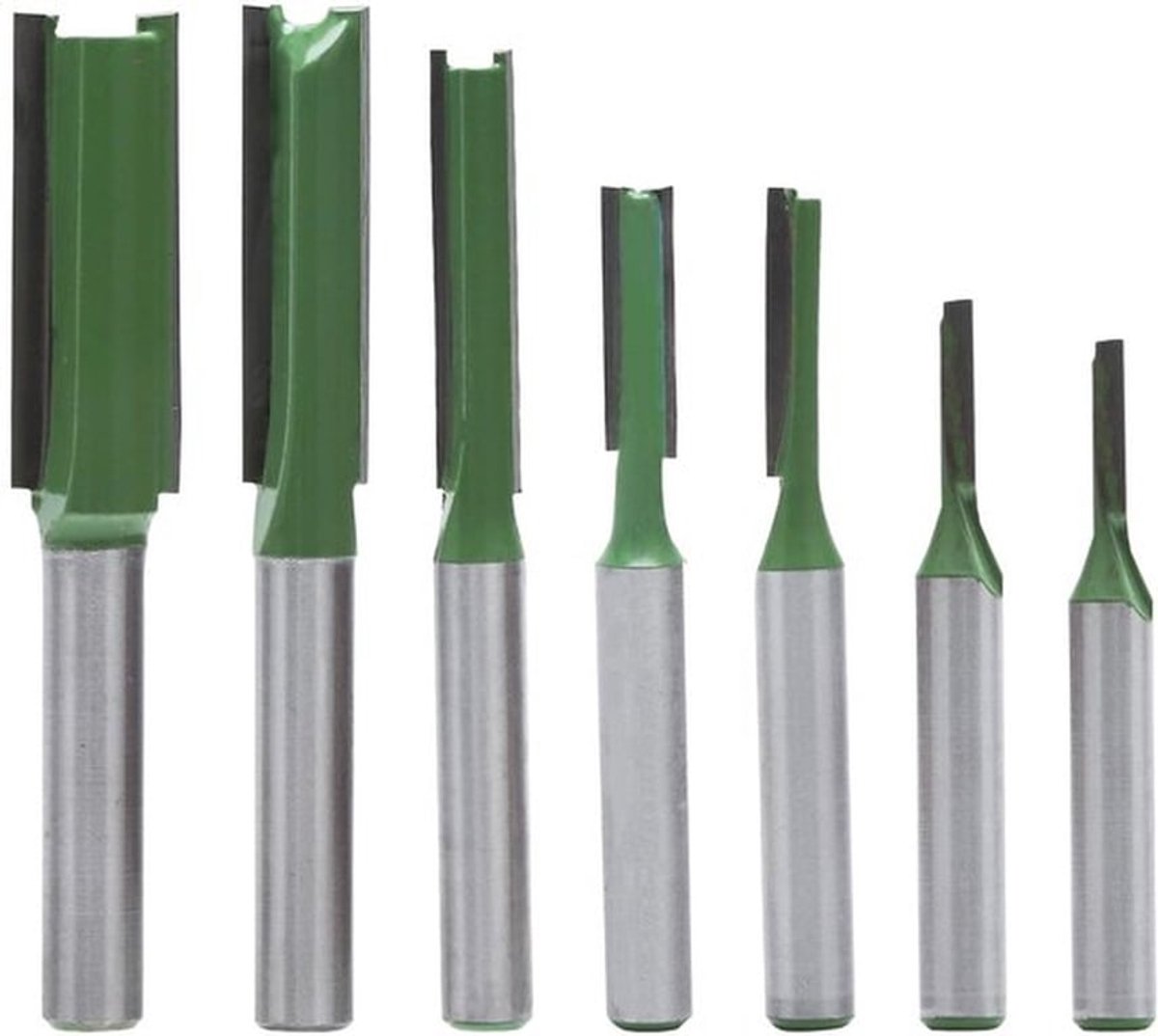 APOMOONS 7 stuks houtfrees, schacht, rechte frees, 6 mm schacht groeffrees hout bovenfrees, hardmetalen freesgereedschap, houtfrees, frees, snijmes - 3 mm, 4 mm, 5 mm, 6 mm, 8 mm, 10 mm, 12 mm