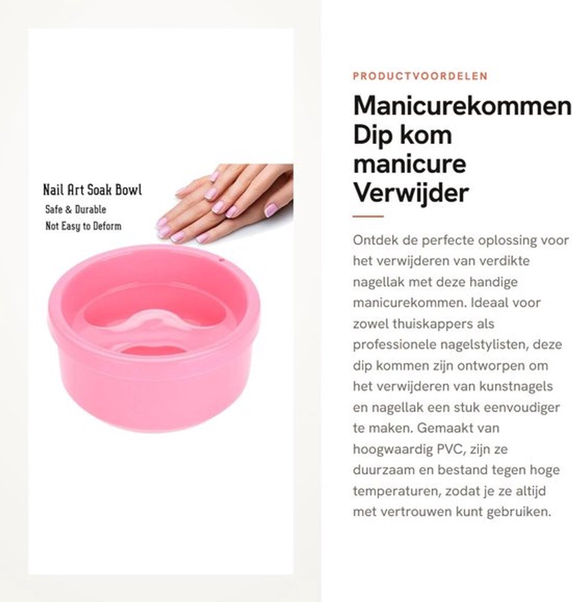 Manicurekom Hoogwaardig PVC - Dip Kom - Verwijderingskom - Kunstnagels - Manicure-gereedschap - Duurzaam en gemakkelijk te gebruiken - Nagelkom