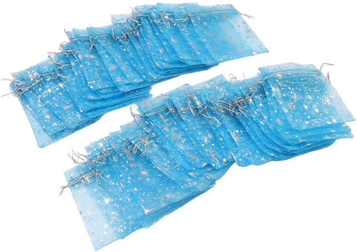 Organza Zakjes 50 Stuks - Doorschemerend Gaas - Trekkoord - Sterpatroon - Sieradenzakjes - Bruiloft/Cadeauzakjes - Herbruikbaar 4,5 x 3,3 inch - Sieraden Zakjes