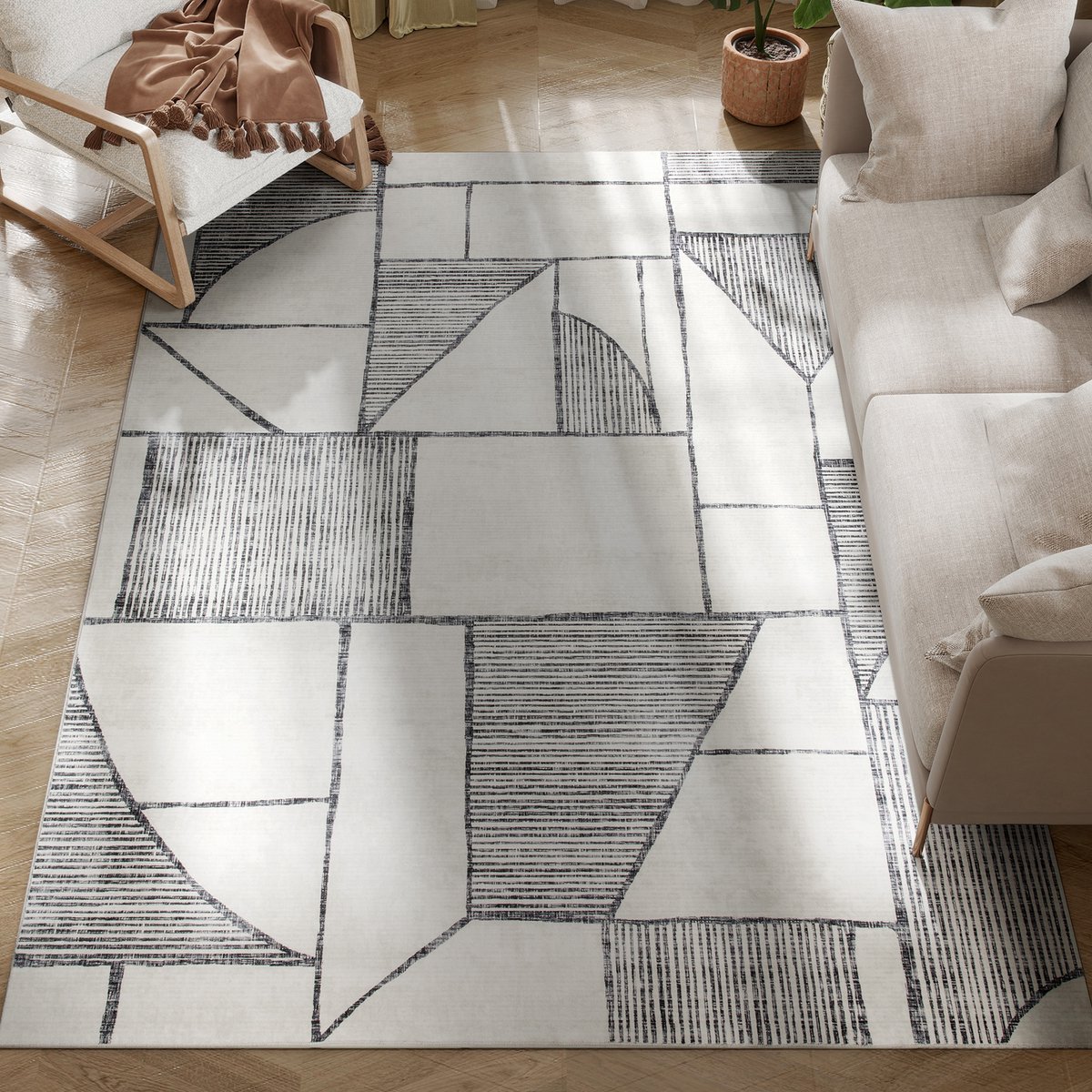 ECTEATOY® Vloerkleed Antislip - Carpet - Zacht Hoogpolig Tapijt - Veelkleurig Polyester - 230 x 160 cm