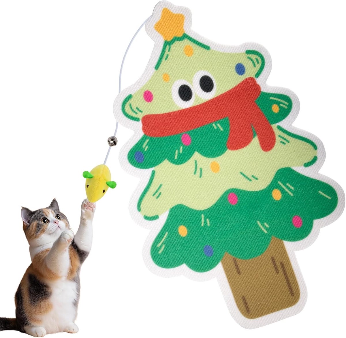 Zelfklevende krabmat voor katten - Doe-het-zelf krabtapijt voor meubels, muur en bankbescherming in groen met kerstboommotief