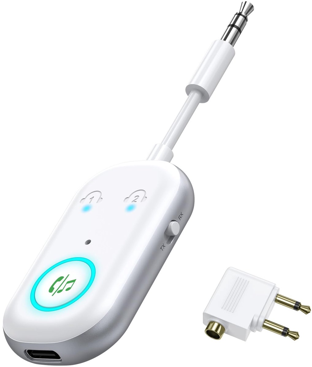 SnelShoppen - Bluetooth 5.3 Adapter Transmitter en Ontvanger voor 2 Koptelefoons - Low Latency, 3,5 mm Jack voor TV, Stereo-installatie, Headset, Auto