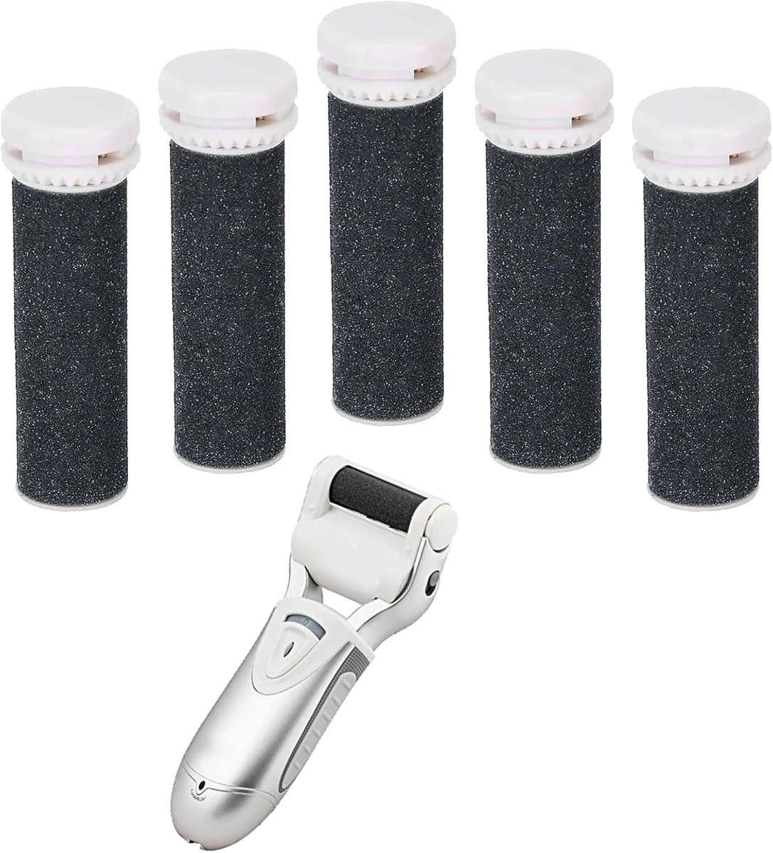SnelShoppen - Mineralen Vervangrollen voor Platvis, Eeltverwijderaar, Compatibele Pedicure Rollers, 5-Piece Navulling, Extra Grof Roller voor Elektris