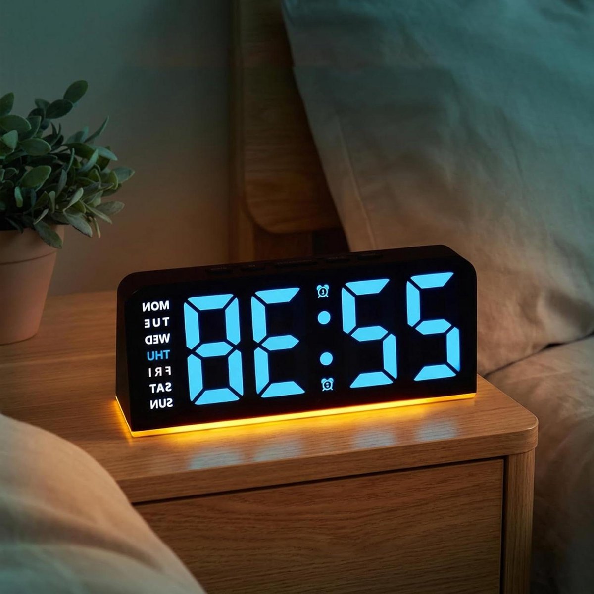 Digitale Wekker - LED Klok - Wakker Worden - Groot Display - 6.3 Inch - Blauw Licht