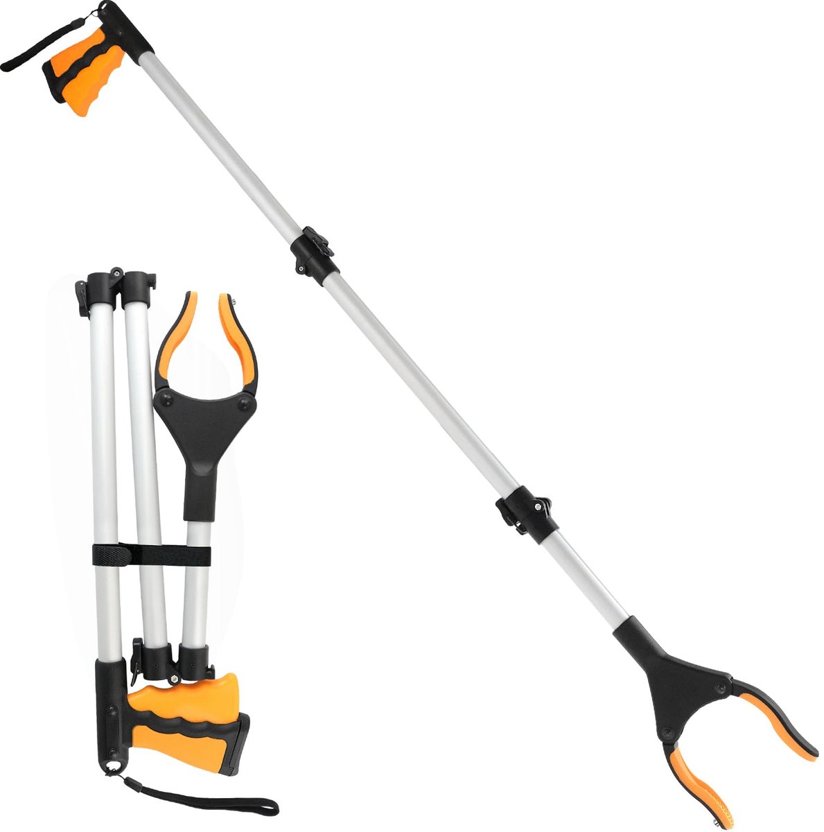 SnelShoppen - Inklapbare telescopische tang, afvalverzamelaar, grijpgereedschap met 360 graden draaibare greepkop, aluminium telescoopstang voor senio