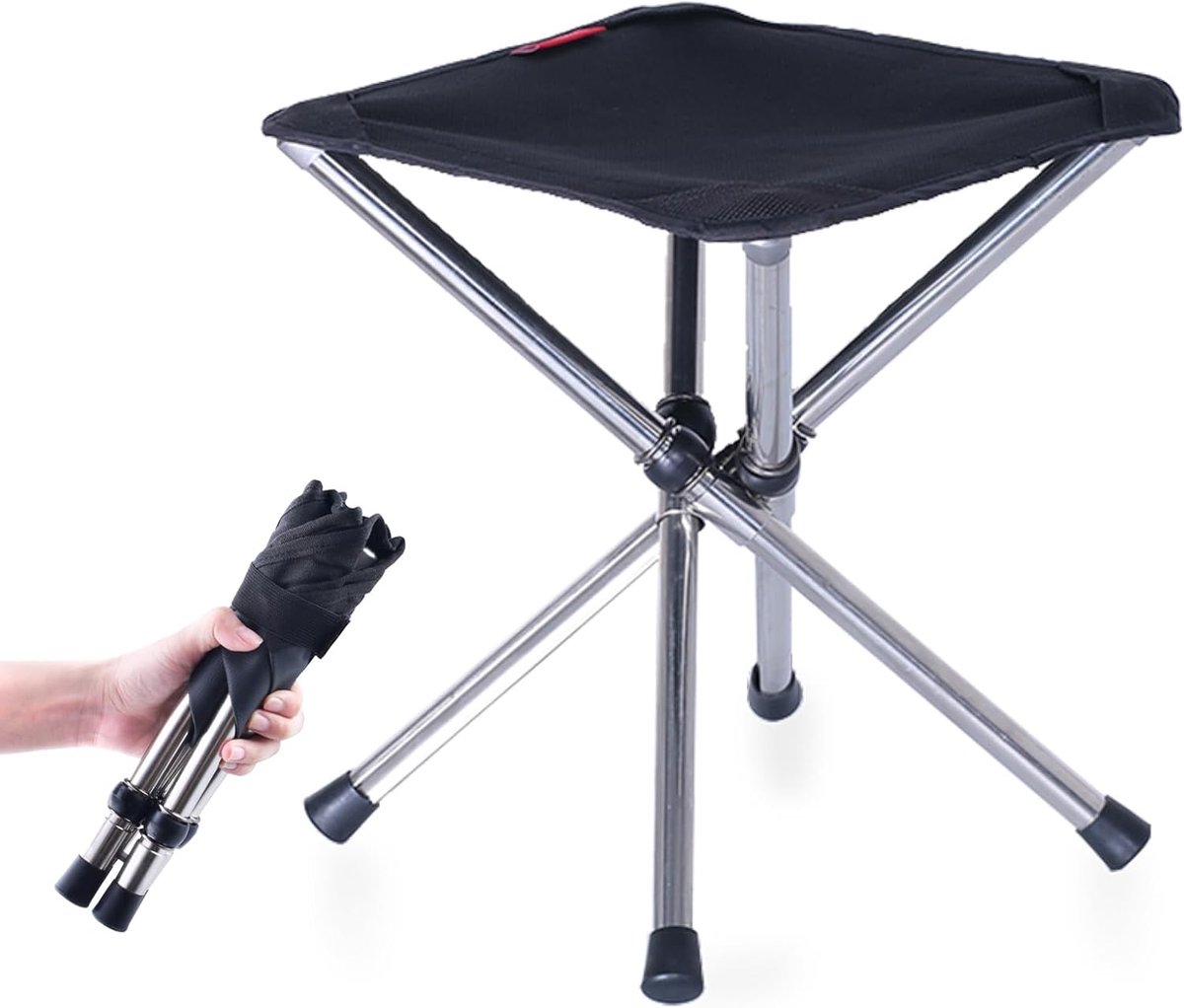 Azarxis Vouwkruk Camping Opvouwbare Kruk Draagbare 4-Legged Stoel Lichtgewicht voor Vissen BBQ Picknick Buiten Binnen - ShopVlot