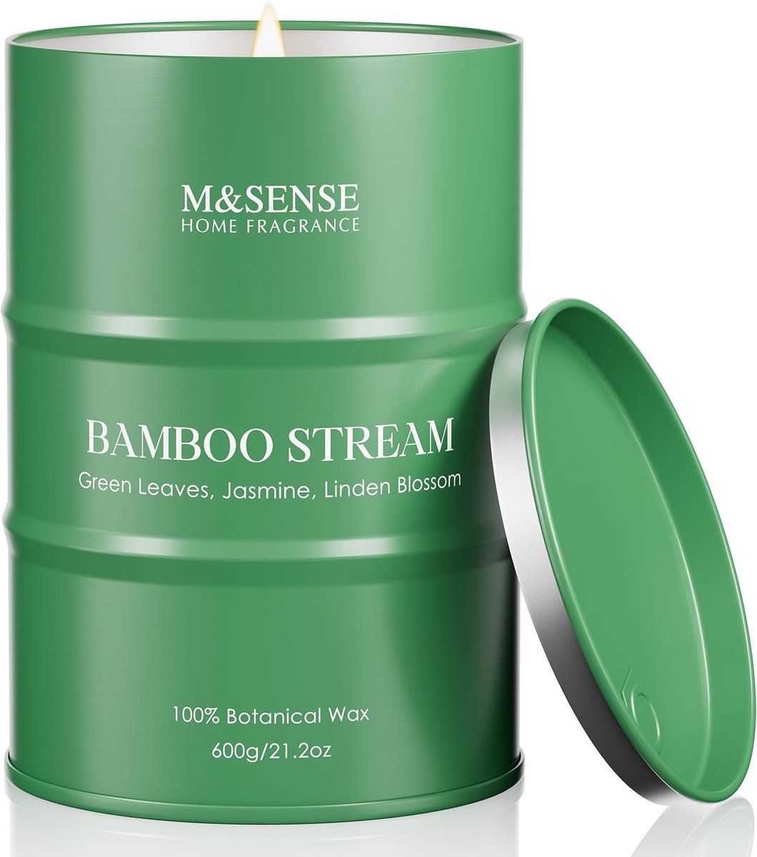 SnelShoppen - Geurkaarsen van Bamboe, Natuurlijke en Niet-Toxische Aromatherapie Kaars voor Stressverlichting, Meditatie, 600g, 120 Uur Brandduur, Per