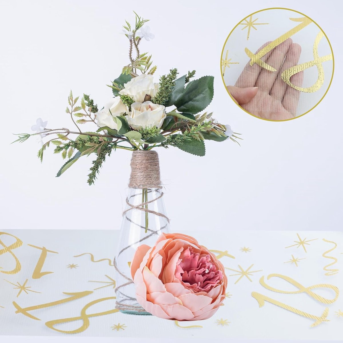 SnelShoppen - Tafelrunner 18e Verjaardag 28cm x 10m Gouden Tafeldecoratie Polyester Verjaardagsfeest Tafelkleed voor Verjaardag en Jubileum