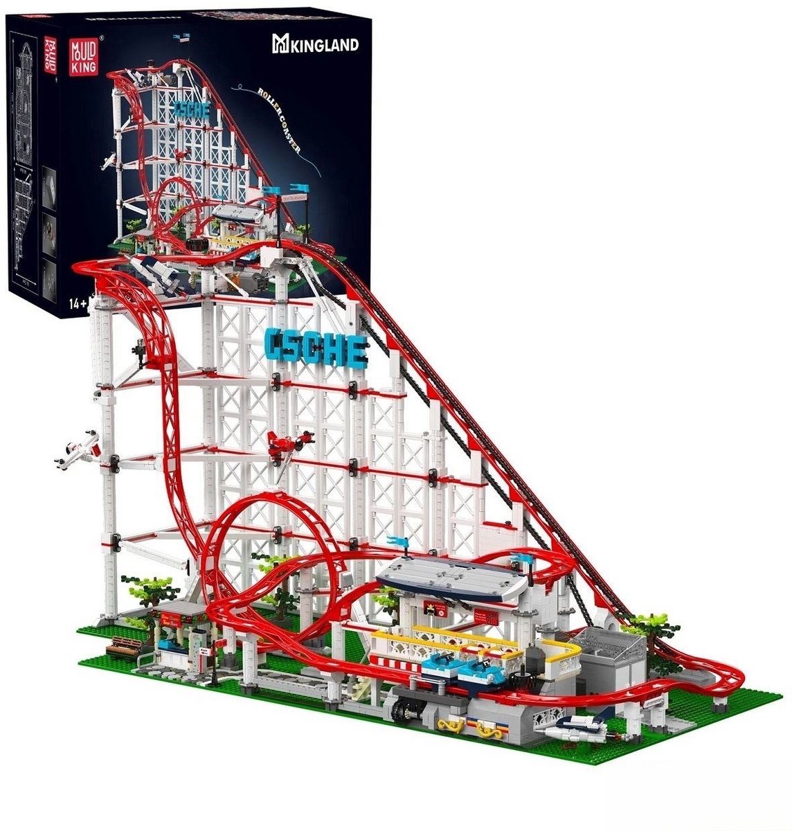 Mould King 11014 Achtbaan Mega bouwset | Kermis pretpark architecture ideas modelbouw | Technische creator classic bouwpakketten | Expert icons rollercoaster | Motor niet geschikt Lego technic | bouwdoos 3646 bloks