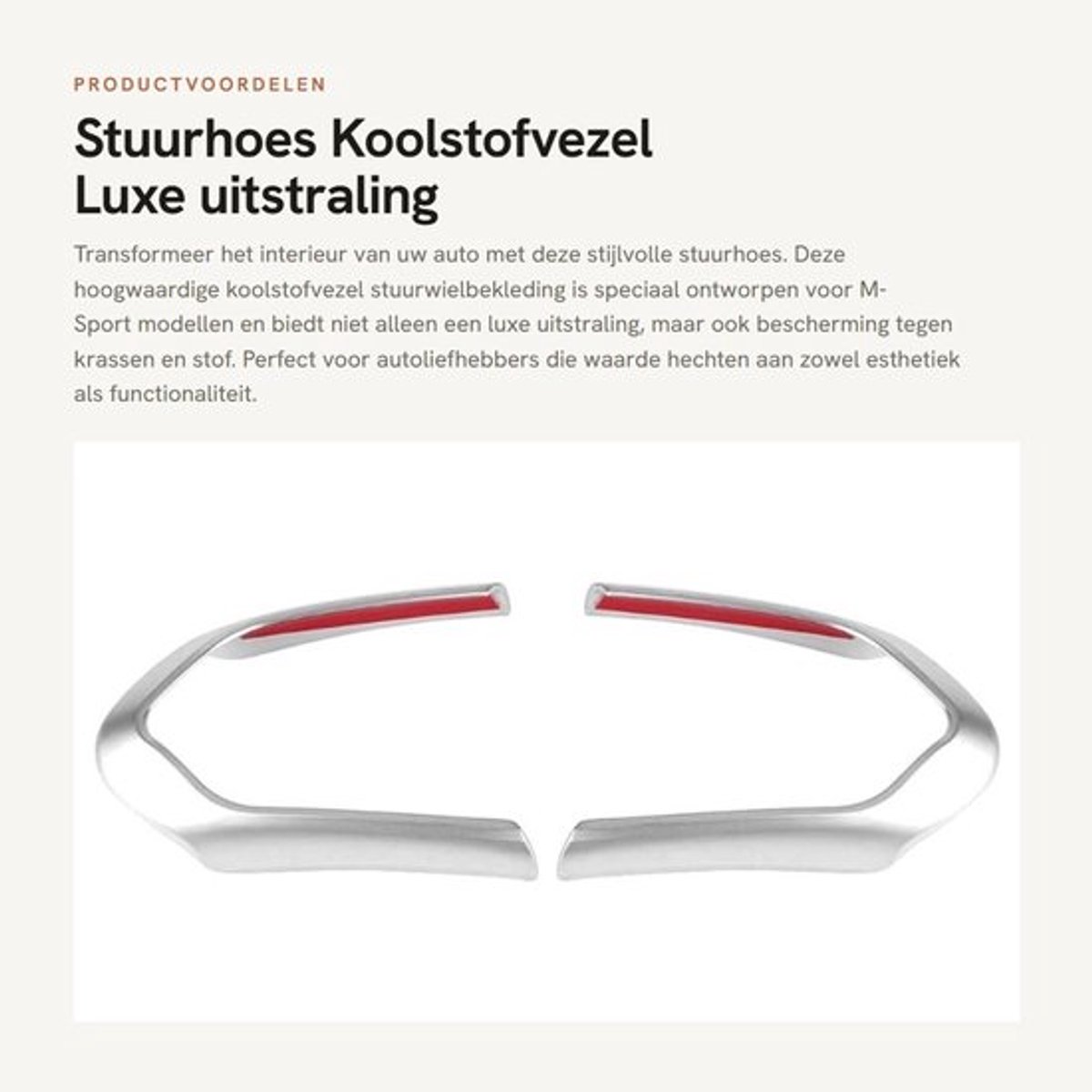 Stuurwielbekleding Luxe - Stuurhoes Koolstofvezel - Auto Accessoires - Interieurverandering - Dubbelzijdige Tape - Elegante Ontwerpstijl