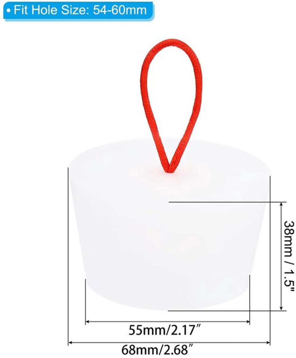 Badkuipstopper Massief - Taps Toelopende Plug - Siliconenrubber - Handvat - Afvoergat - 53 tot 65 mm - Afvoerstopper