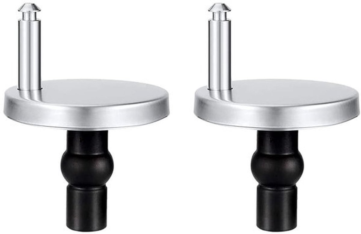 Toiletbril Scharnieren Universele Vervanging - 2 Pack Bevestigingen - Roestvrij Staal - Rubber Moeren - Schroeven - 45mm Basis