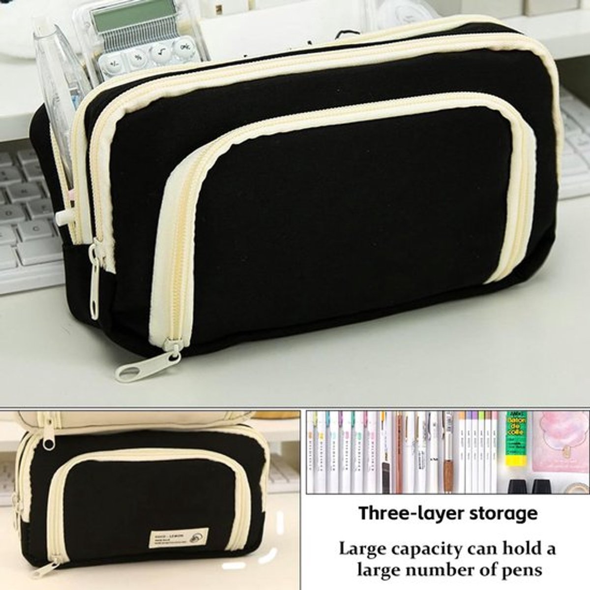 Pennenetui grote capaciteit - Multifunctioneel - Organizer - Schoolbenodigdheden - Kantoorbenodigdheden - Oxford doek - 22 x 7 x 12,5 cm - Pennenzak