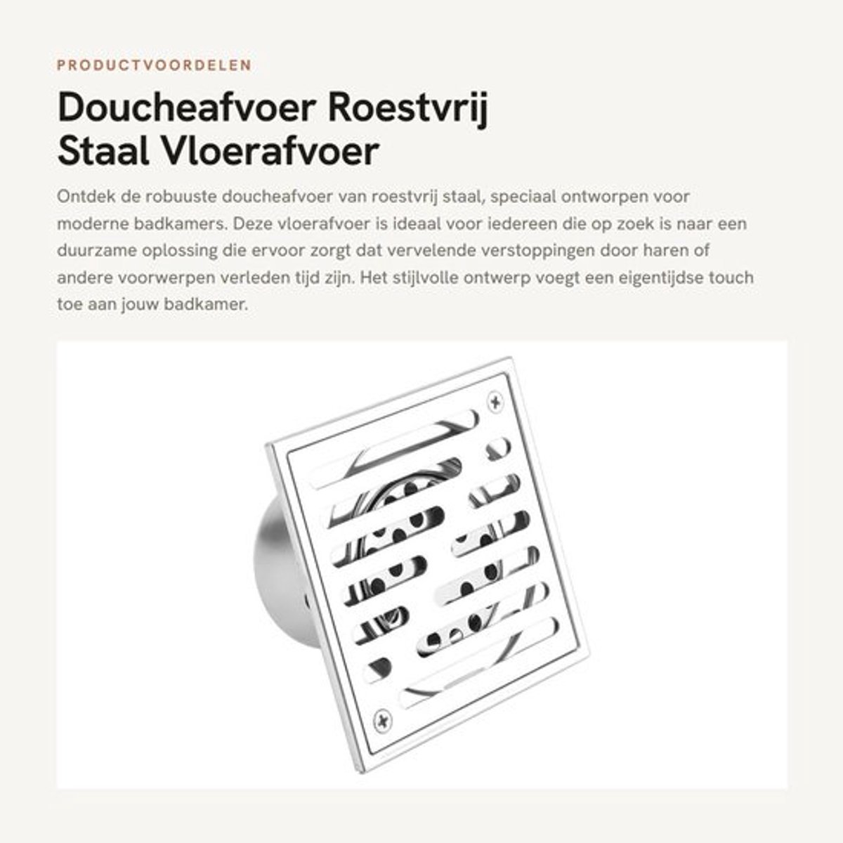 Doucheafvoer Roestvrij Staal 110x110mm - Douche Afvoer - Haarvanger - Vloerafvoer - Duurzaam - Snelle Waterstroom