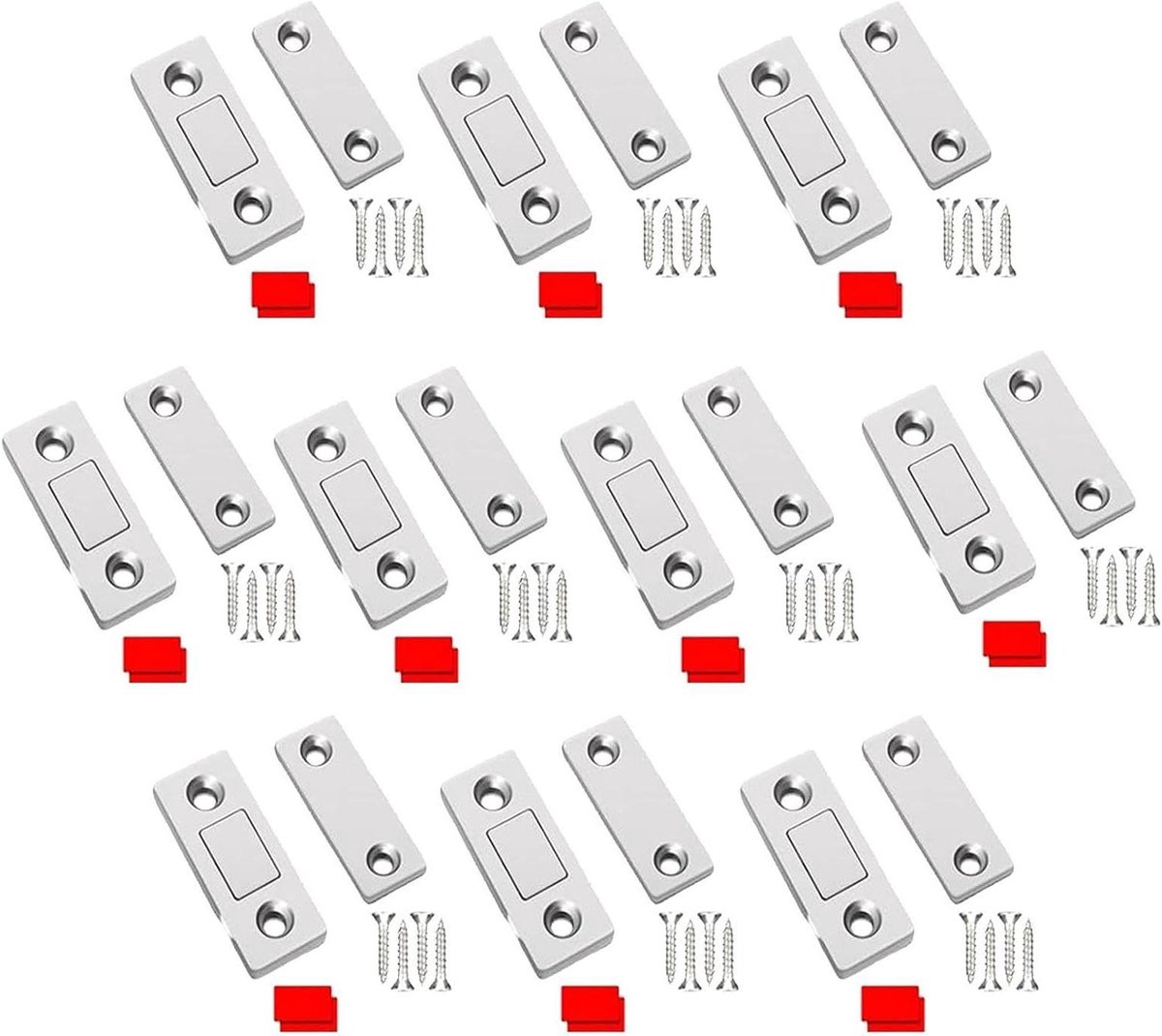 Magnetische Sluiting - Deurmagneet Kast - Kasten Sluiten - Ultra Dun Ontwerp - 10 Stuks - Zilver