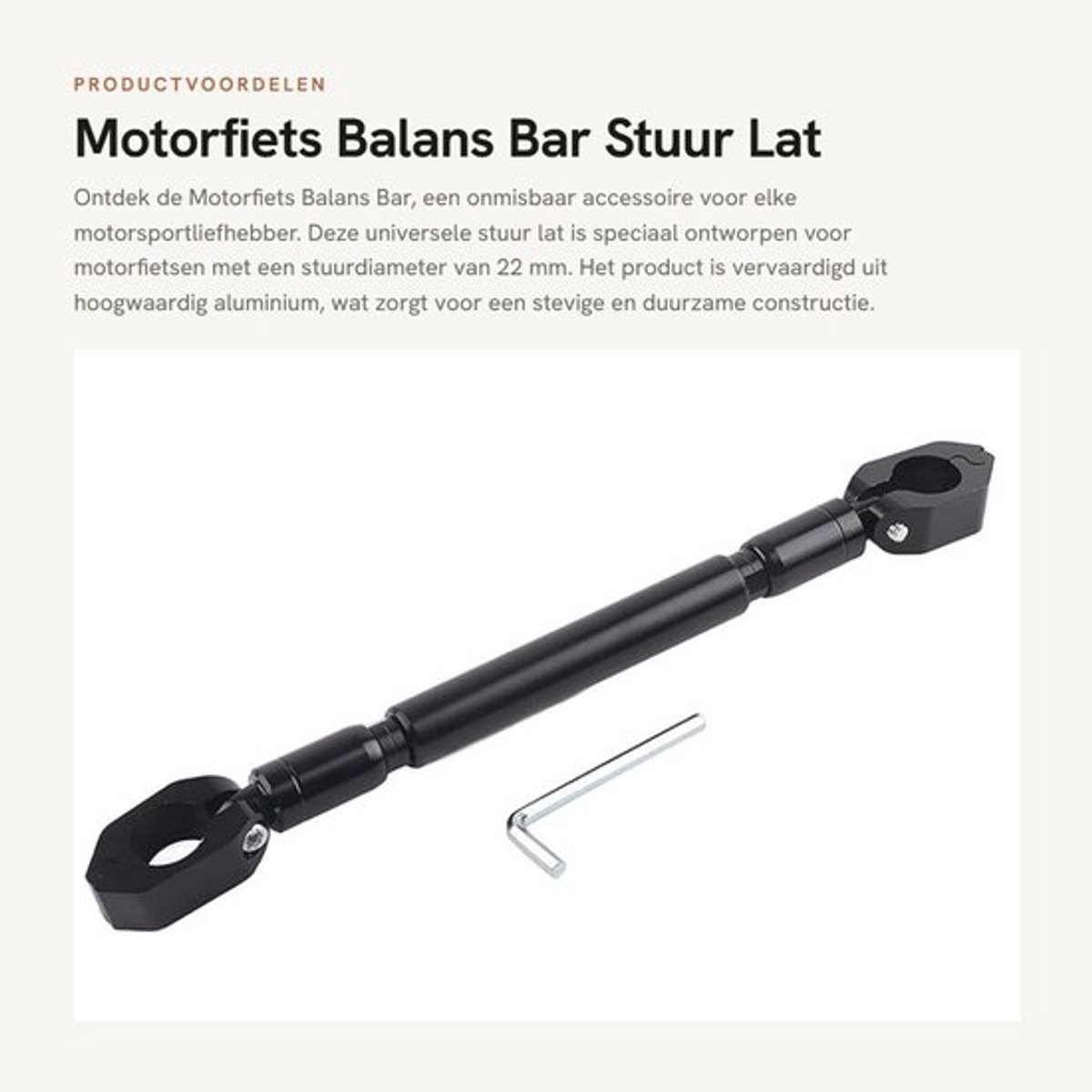 Balansbar Universeel 22mm - Motorfiets Stuur - Aluminium - Duurzaam - Sterk - Motoraccessoires