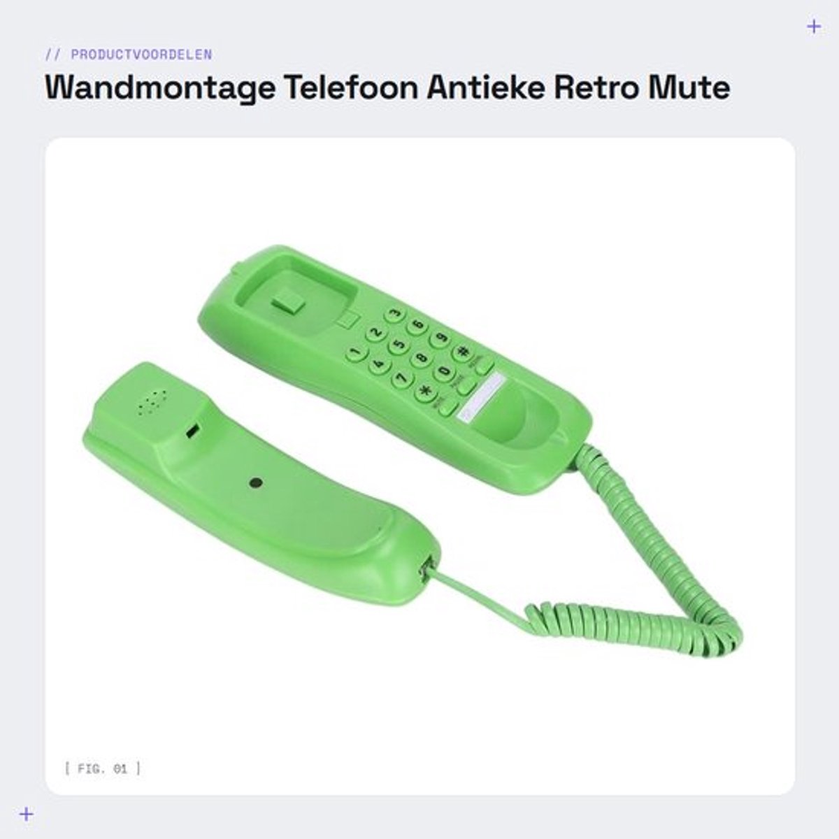 Wandtelefoon Antiek - Wandmontage - Mute/Pauze Functie - Nachtlichtservice - Muziekbel - ABS-Kunststof - Afmetingen 200x60x55 mm - Vaste Telefoon