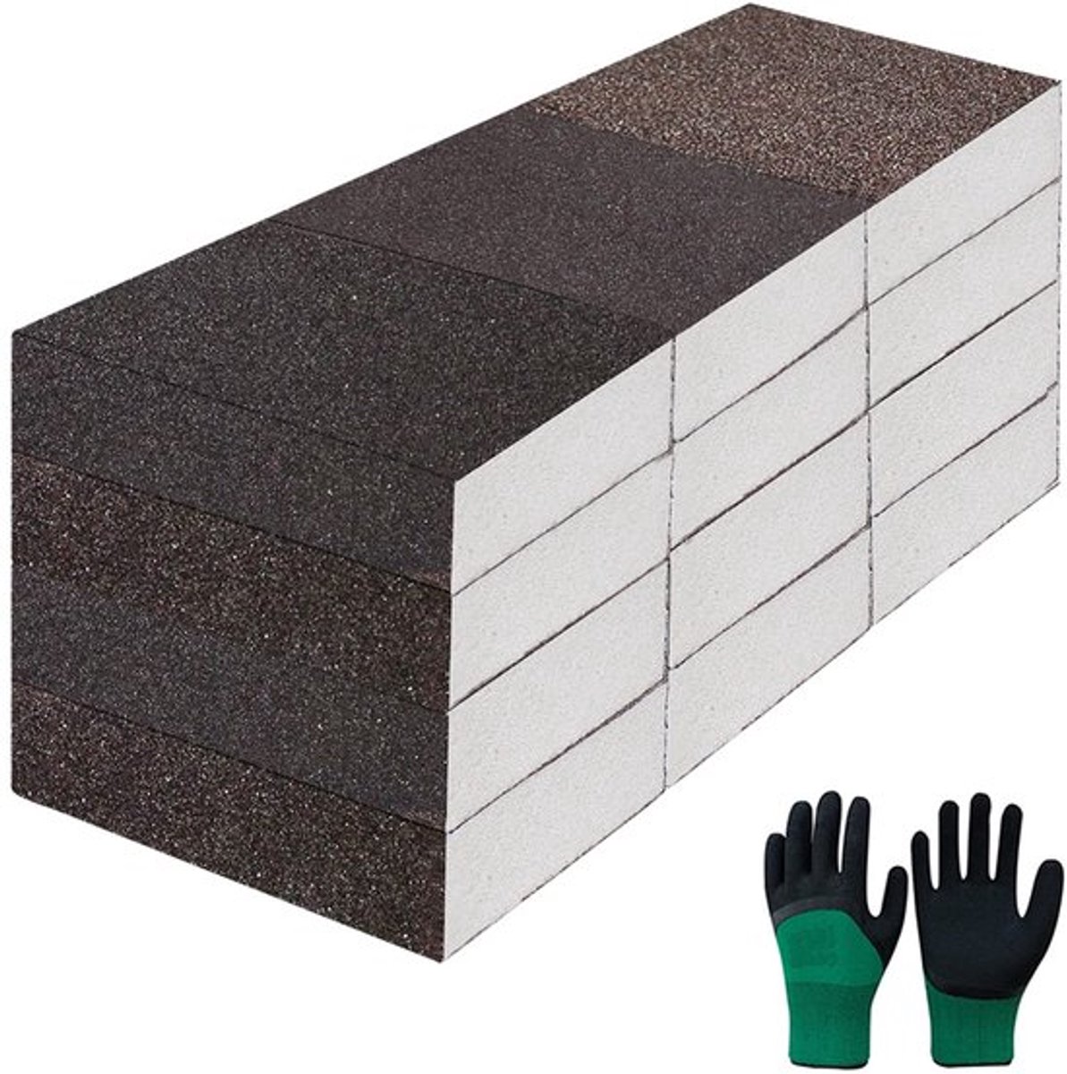 Schuurblok met steel - Schuurpapier - Polijstblok - Herbruikbaar - 12 stuks - 98 x 68 x 25 mm - Schuurmiddel