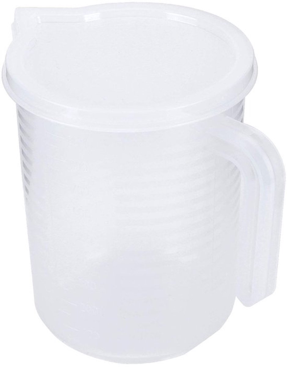 Maatbeker 1000ml - Doorzichtige Plastic Maatbeker - Maatbeker met Deksel - Handvat - Vaatwasmachinebestendig - Food-grade Materialen - Meetbeker
