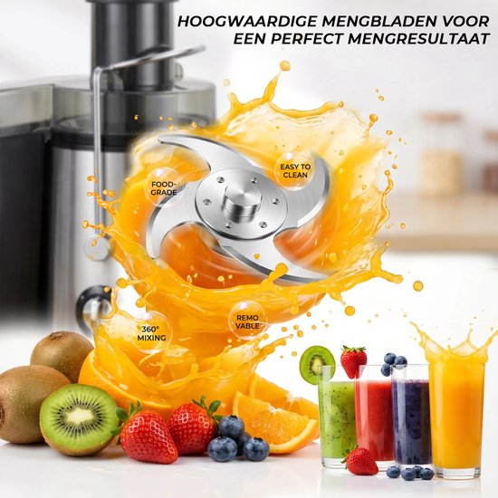 Sapcentrifuge voor Groenten & Fruit - 800W - Juicer met Pulpcontainer - Grote Vulopening - 3 snelheden - BPA-vrij - Eenvoudige Reiniging - AIMASON van AIMASON — afbeelding 3