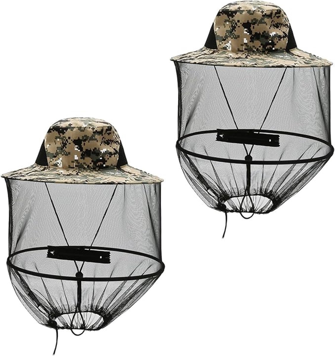 2 Stuks - Muskieten Hoed - Opvouwbare - Lichtgewicht - Ademend - Verstelbaar - Gezichtsbeschermingsnet - insectenwerend net voor buiten - Muggennet hoofddeksel - Muggennetmuts - Unisex - Voor Bijenhouder, Vissen, Wandelen, Camping - Groen