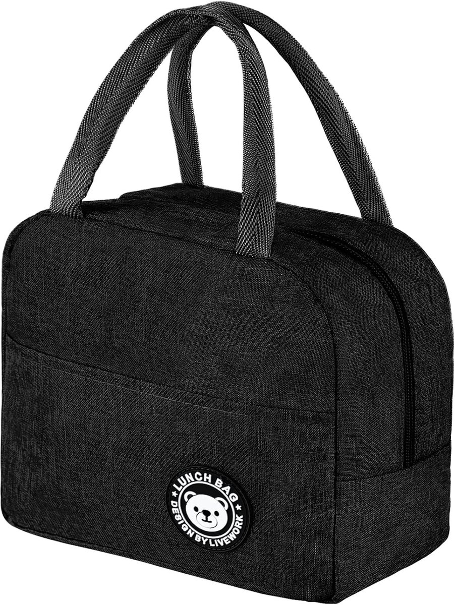 SnelShoppen - Koeltas voor Lunch, Geïsoleerde Mini-Lunchtas 6L, Waterdichte Kantoor Lunchmand voor Studenten, Picknick, Zwart