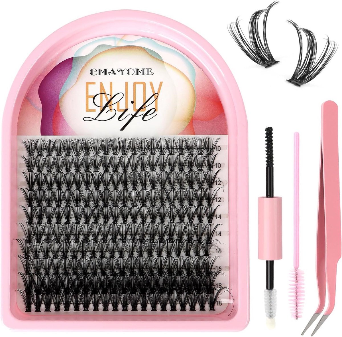 200 stuks wimperclusterset met applicatietools voor natuurlijke wimperverlengingen, pluizige valse wimpers en volume-effect voor beginners en professionals