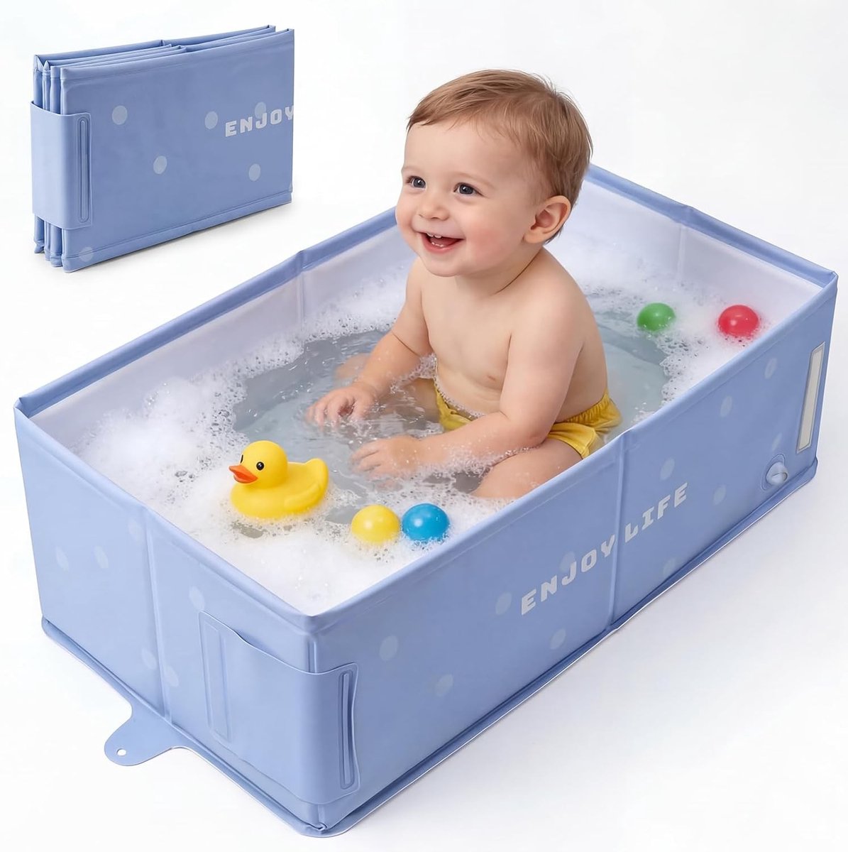 Opvouwbare badkuip voor baby's en kinderen van 0 tot 8 jaar, antislip en ruimtebesparend ontwerp, ideaal voor thuis en onderweg, veilig en comfortabel voor peuters en pasgeborenen