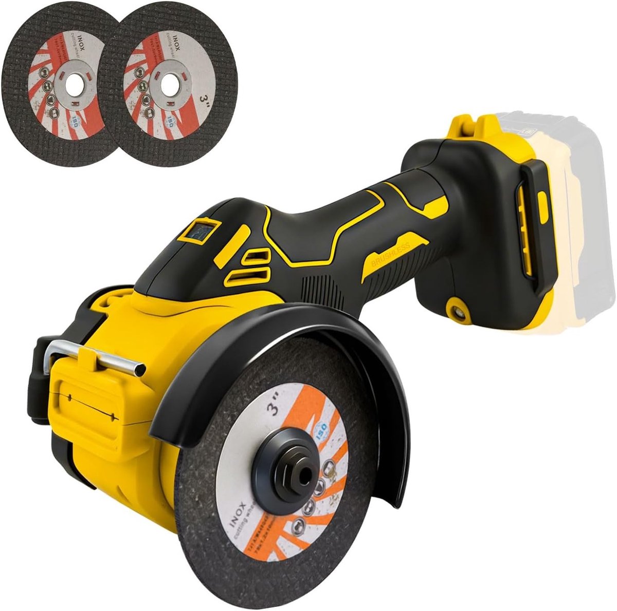 Draadloze Mini Hoekslijper voor 18V en 20V Batterijen, 3 Inch Snijgereedschap met 20000RPM, Borstelloze Elektrische Slijper met LED Verlichting en Compatibiliteit met Diverse Accu's