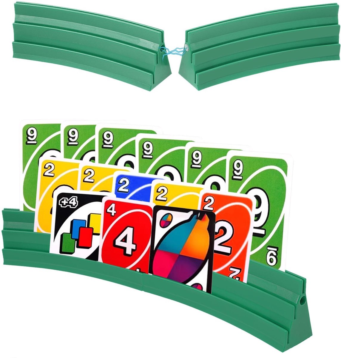 SnelShoppen - 4 Kaarthouders voor Speelkaarten met 3 Hellingen - Stapelbare Magnetische Montage - Ideaal voor Poker Avonden, Feesten, Senioren, Kinder