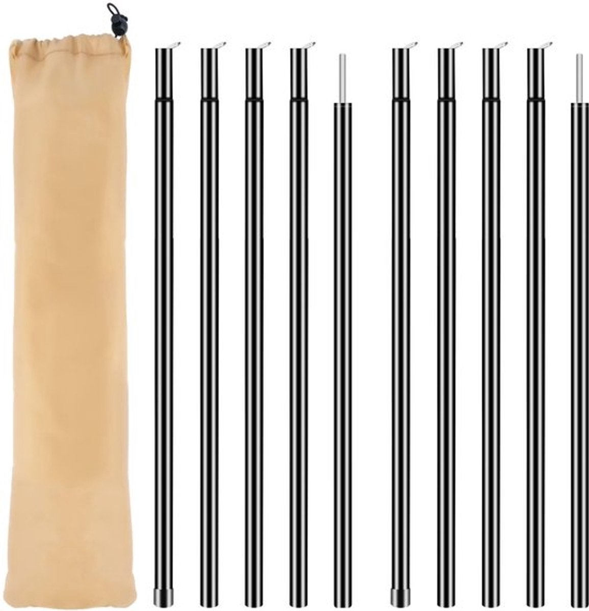 Tentstok Telescopisch - 2 Stuks - Verstelbaar van 80 tot 320 cm - Roestvrij Staal - Duurzaam - Voor Campingzeilen - Campingpaal