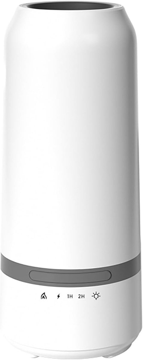SnelShoppen - SH-H12 Aroma-diffuser met vlameffect, draadloos, batterij-aangedreven, modern wit, automatische uitschakeling, ideaal voor etherische ol
