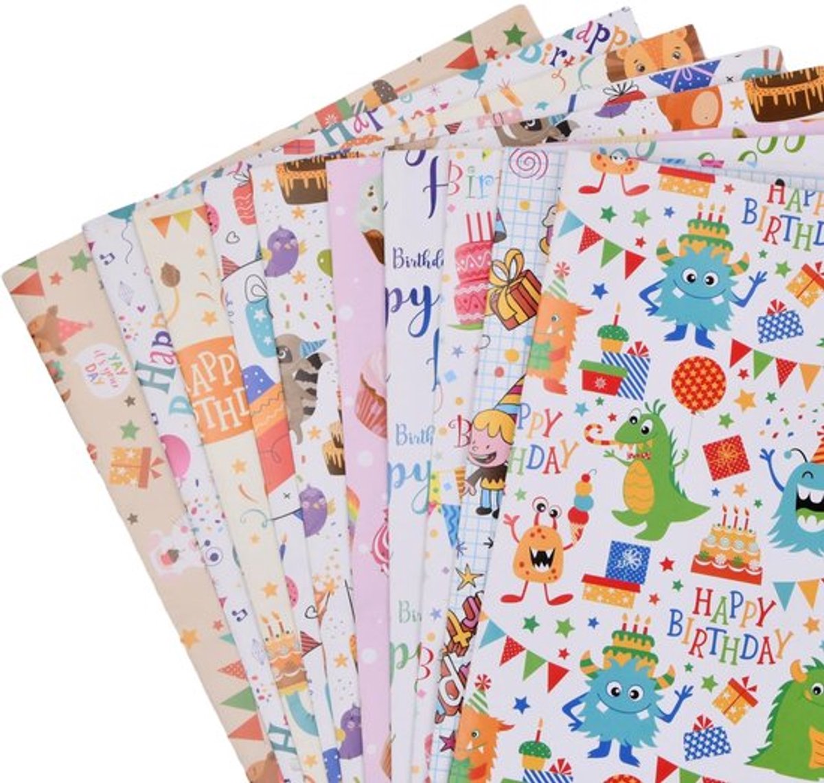 - Cadeaupapier - Feestelijk inpakpapier - Recycled papier - Wit - Verpakking voor verjaardag en jubileum - 10 vellen