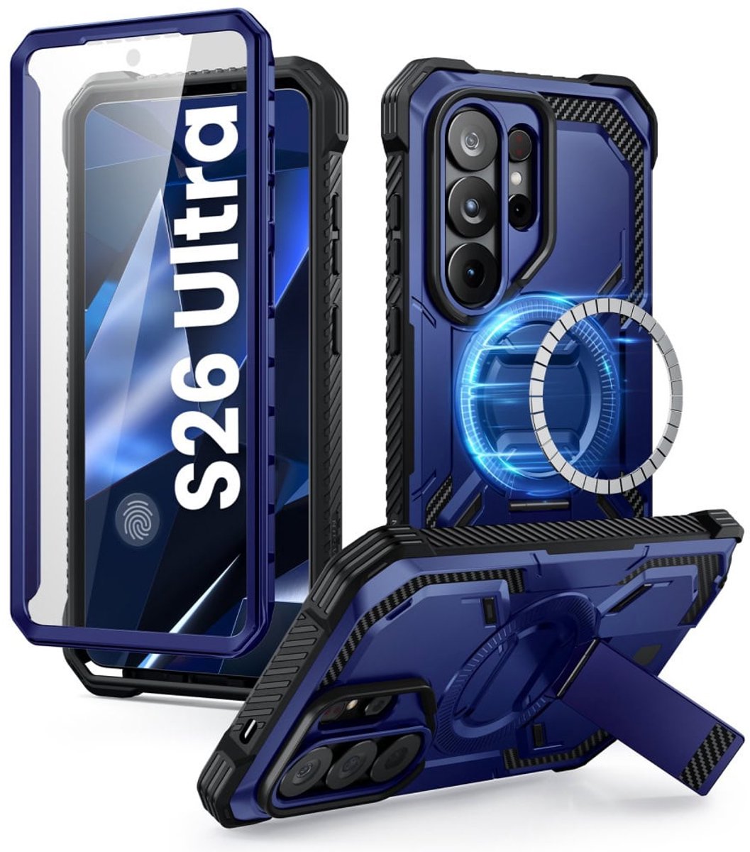Armorbox geschikt voor Samsung Galaxy S26 Ultra hoesje met screen protector - Blauw