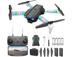 E99D Drone met Dubbele Camera – Quadcopter – 100m – Opvouwbaar – LED verlichting – WiFi – 1 Druk Opstijgen – 2x 1800mAh – voor Kinderen en Beginners – Cadeau