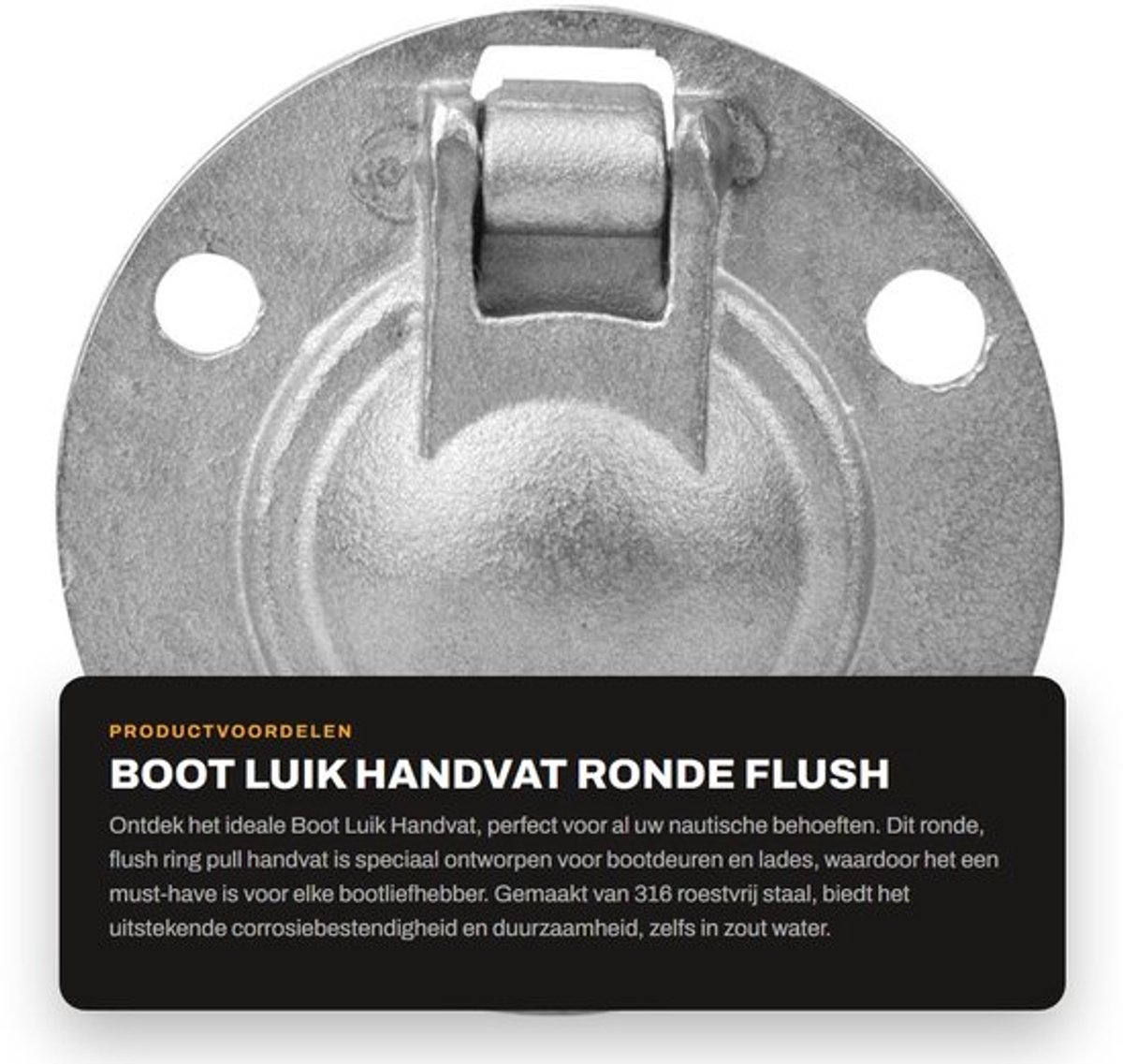 Bootluik Handvat - Ronde Flush Ring Pull - 316 Roestvrij Staal - 50 x 41 mm - Corrosiebestendig - Eenvoudig te installeren - Trekring