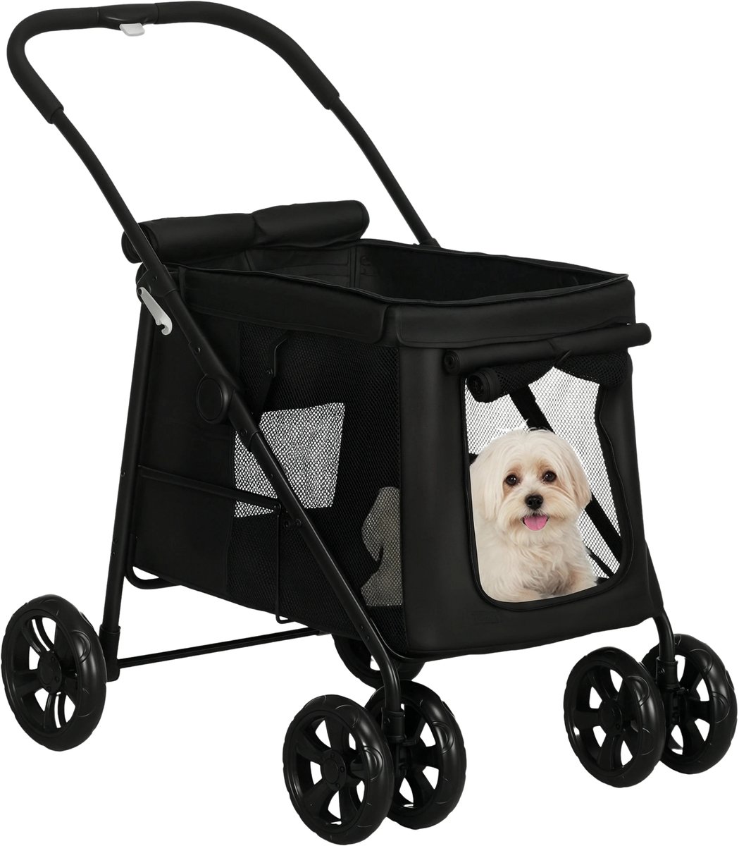 Hondenbuggy – Opvouwbare Honden- en Kattenwagen met Kussen – Zwart