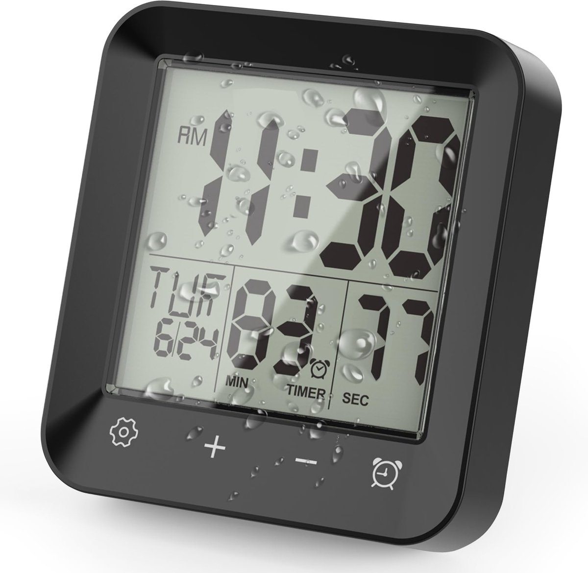 SnelShoppen - Digitale Doucheklok Waterdicht met Countdown Timer, Alarm en Temperatuurweergave, Touch Bediening, Zuignap en Ophangoog voor Kinderen en
