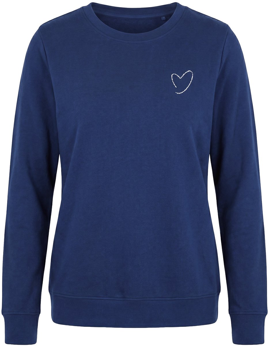 MIAMODA - Dames - Sweatshirt comfort fit kleine print - Donkerblauw - Maat 48