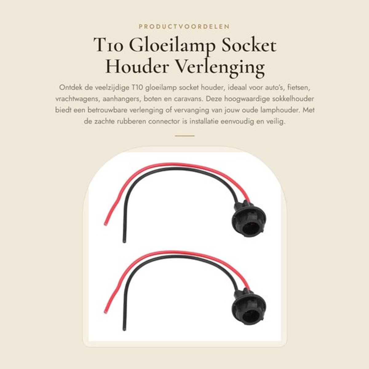 T10 Gloeilamp Socket Houder - Verlenging - Rubberen Connector - Auto en Fiets - 2 Stuks - Voor Vrachtwagens en Caravans