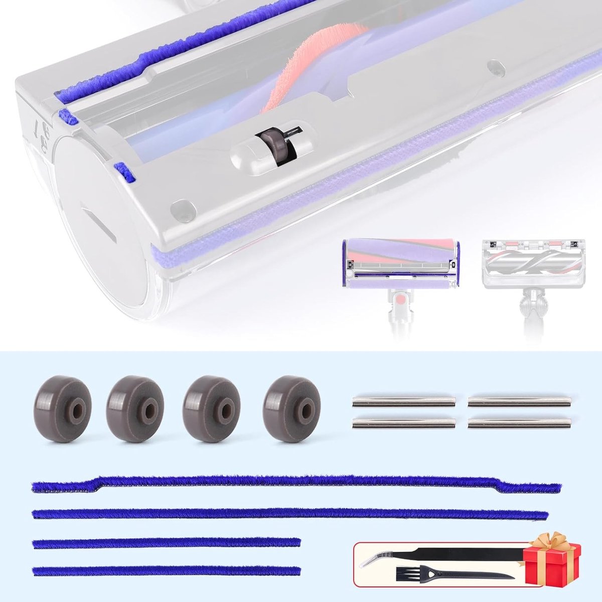 Zachte Pluche Strips en Vervangrol voor Dyson V6 V7 V8 V10 V11 DC62 Stofzuigerborstel Accessoires voor Effectieve Reiniging