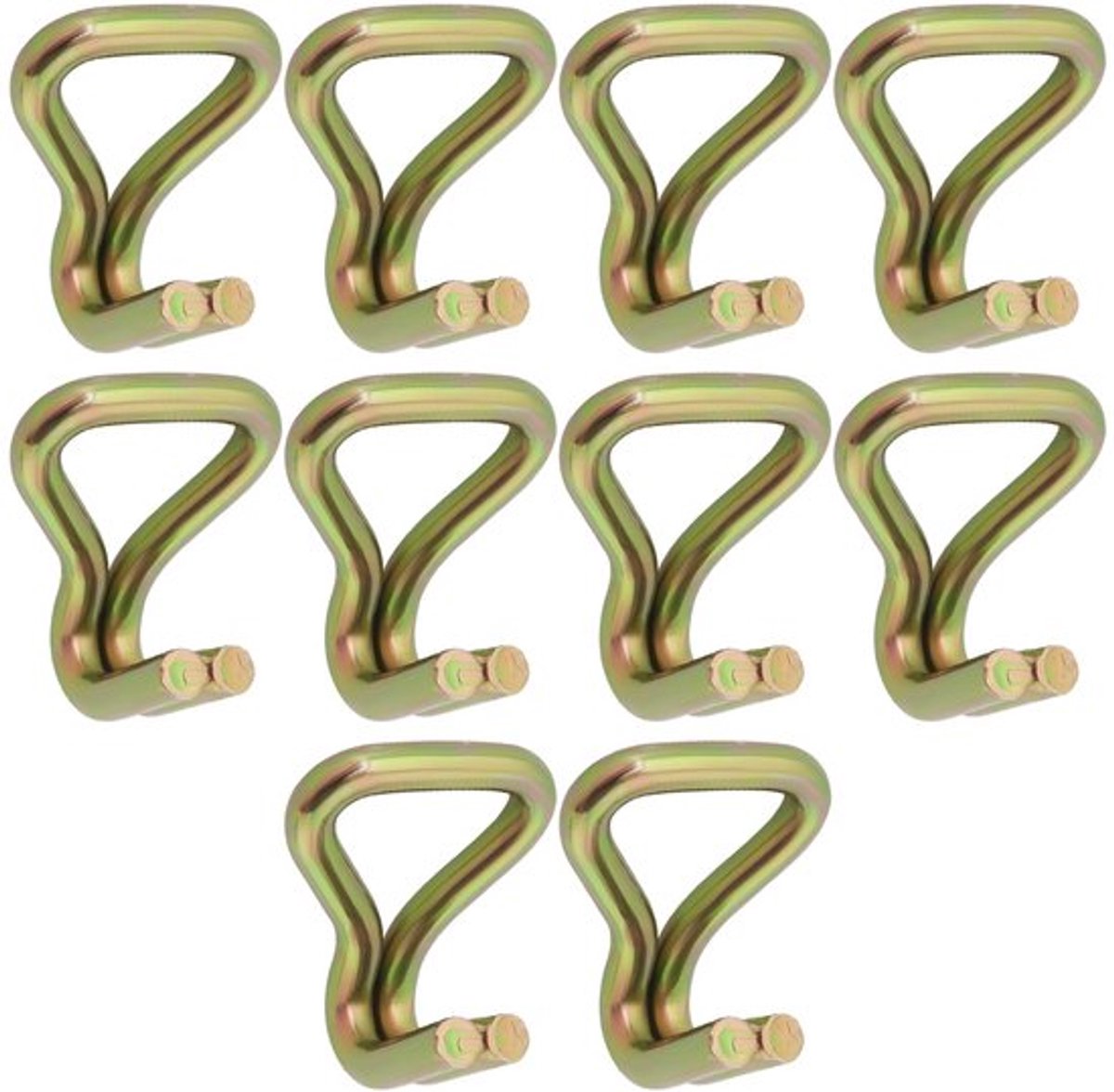 Haak Dubbelpuntig 10 Stks - J-Haak - Bevestigingshaak - Cargo Beveiliging - 50x30x15mm - Goud Roestbestendig
