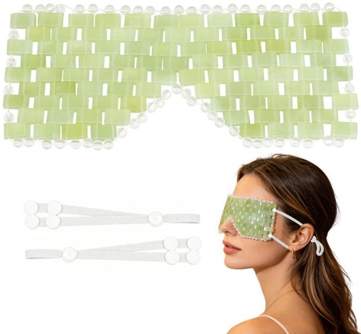 Oogmasker 100% Natuurlijk Jade - Herbruikbaar - Vermindert Zwellingen - Verlichting Oogvermoeidheid - Ontspanning - Geschikt voor Elk Huidtype - Oogcompress