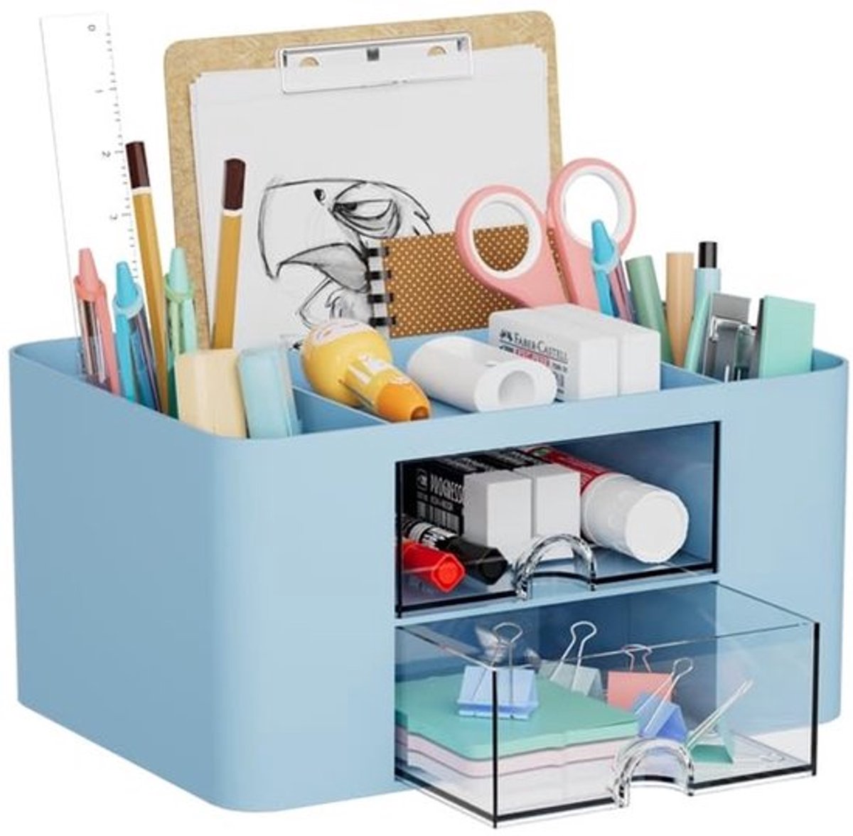 Bureau Organiser Multifunctioneel - Bureau Organiser met Lades - Pennenhouder - 7 Compartimenten - Notebook Houder - Grote Capaciteit - Bureau Caddy